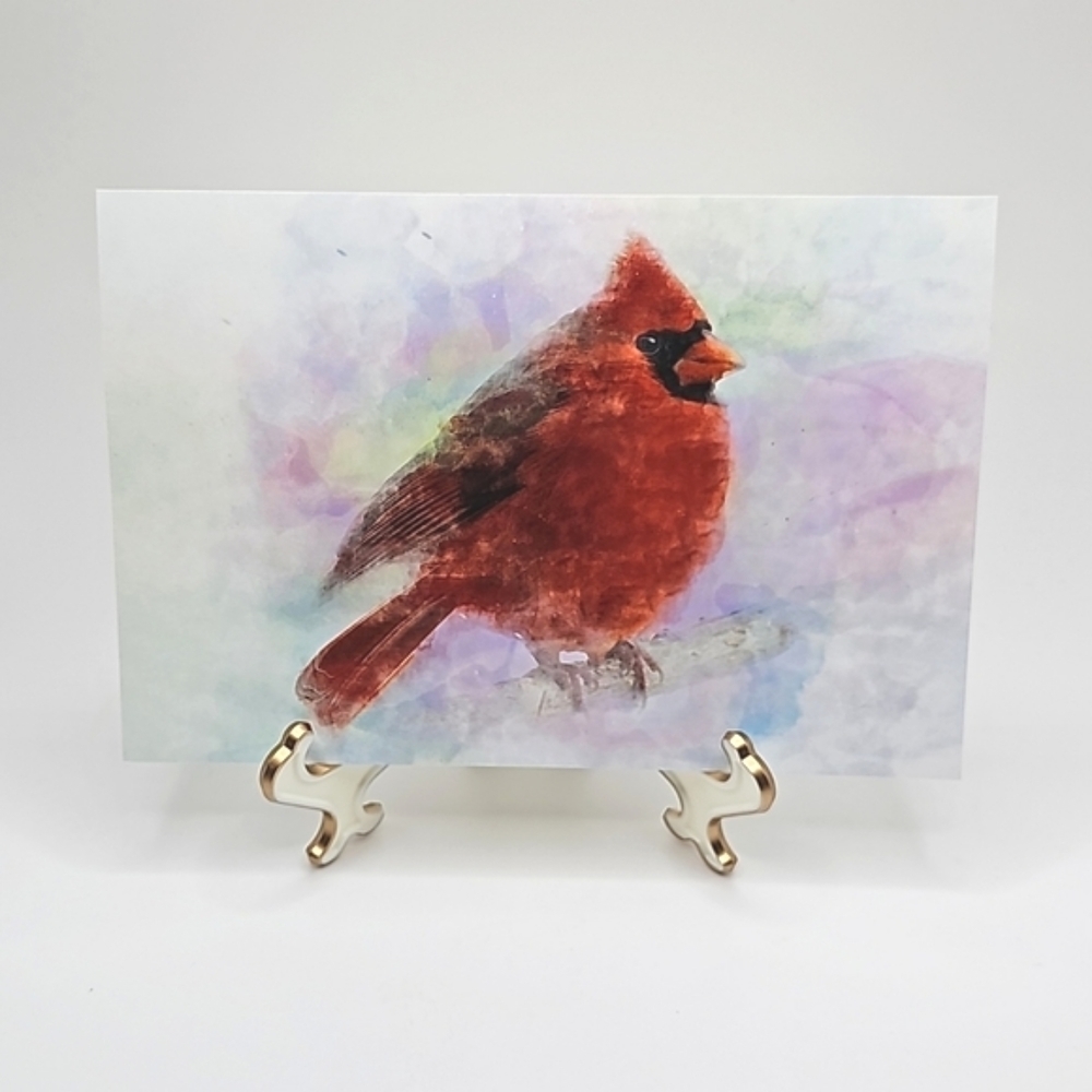 4x6 Northern Red Cardinal Watercolor Illustration Art Painting Print‎